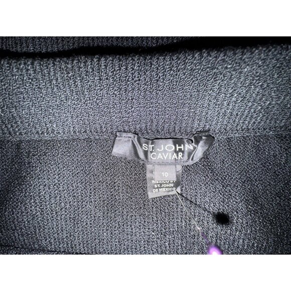 ST JOHN CAVIAR SKIRT 10 Black Wool Santana Knit Pull On Classic $595 - Picture 11 of 14